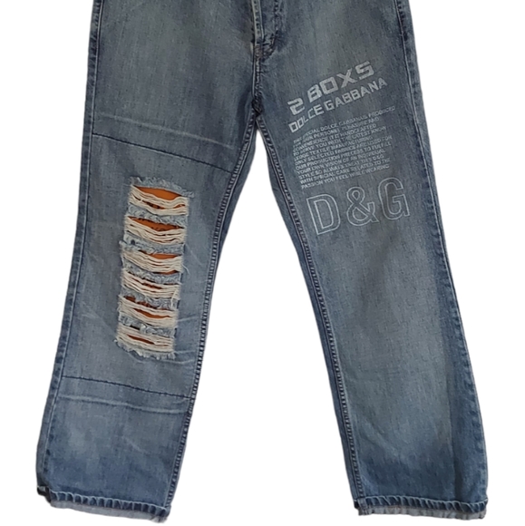 Dolce Gabbana Size 33 Blue Stonewash Distressed Poem Jeans Made In Italy - Picture 3 of 14